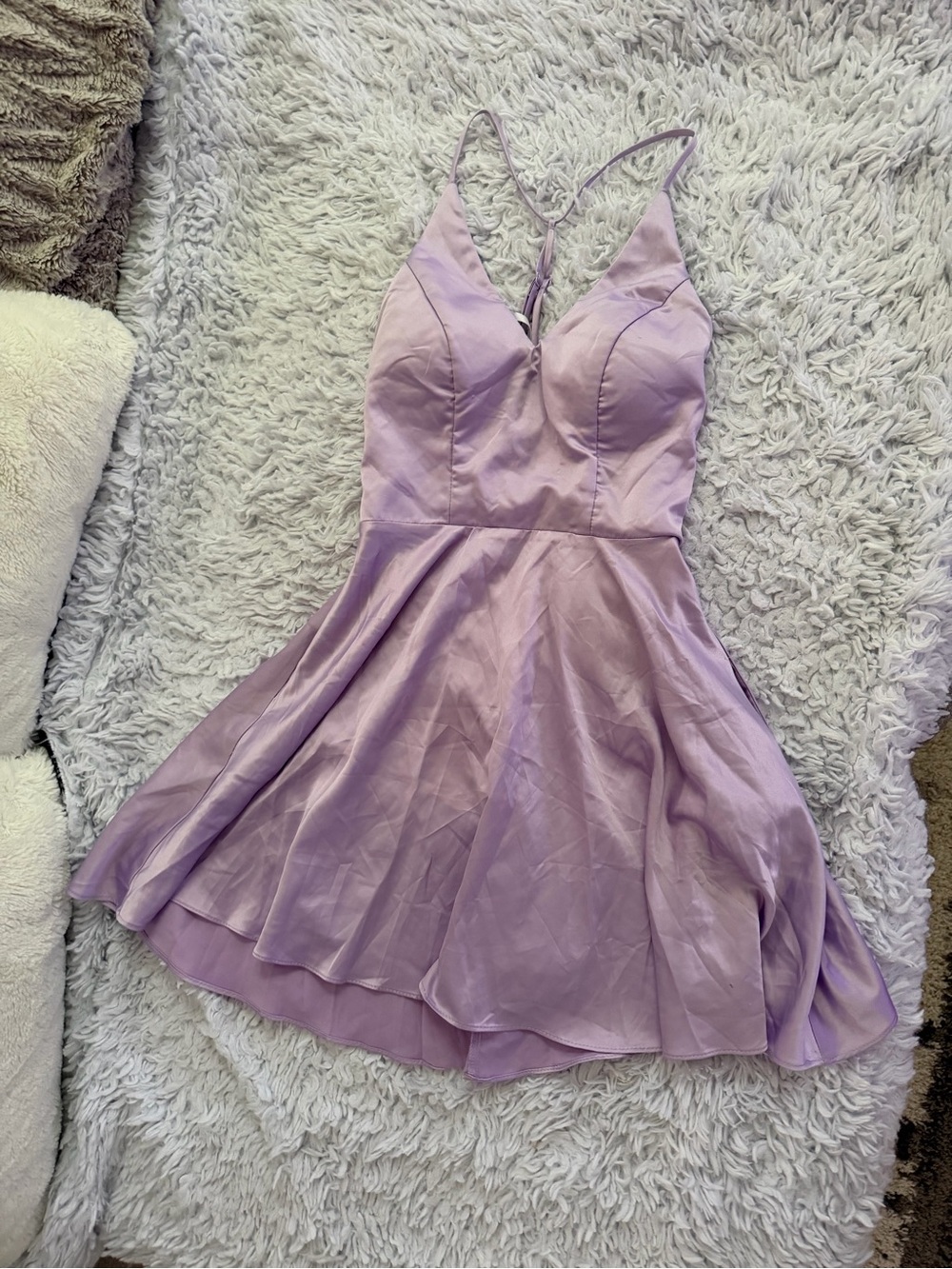 B. Darlin Lilac Lace-Up Satin Dress